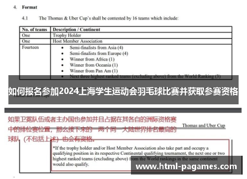 如何报名参加2024上海学生运动会羽毛球比赛并获取参赛资格