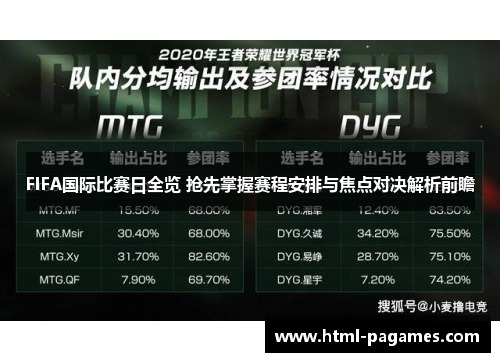 FIFA国际比赛日全览 抢先掌握赛程安排与焦点对决解析前瞻 FIFA国际比赛日全览 抢先掌握赛程安排与焦点对决解析前瞻